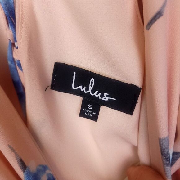 Lulus Lace Up Back Skater Dress Pink Blue Floral Size Small - Picture 7 of 8